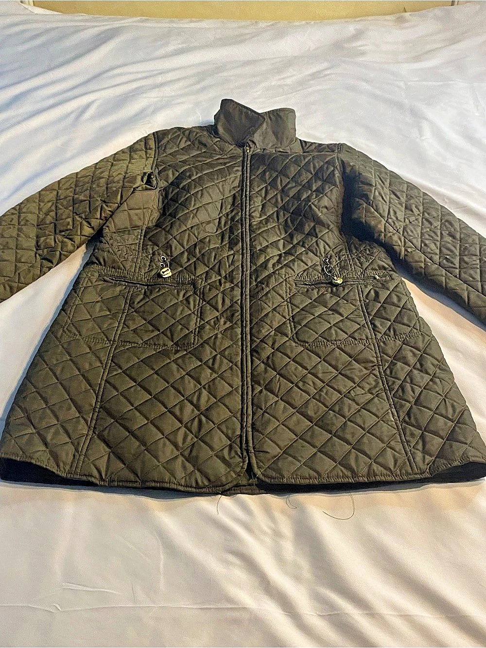 Womans Liz Claiborne Quilted Jacket in Green Size Large